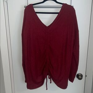 BKE Deep Red V-Neck Sweater